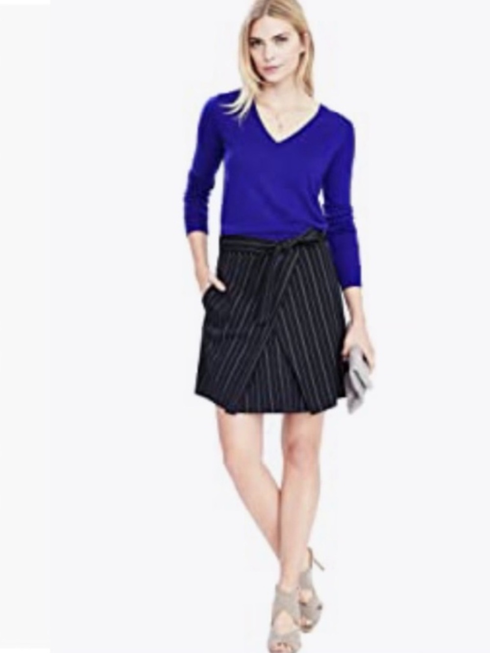 NWT Banana Republic Belted Pinstripe Skirt